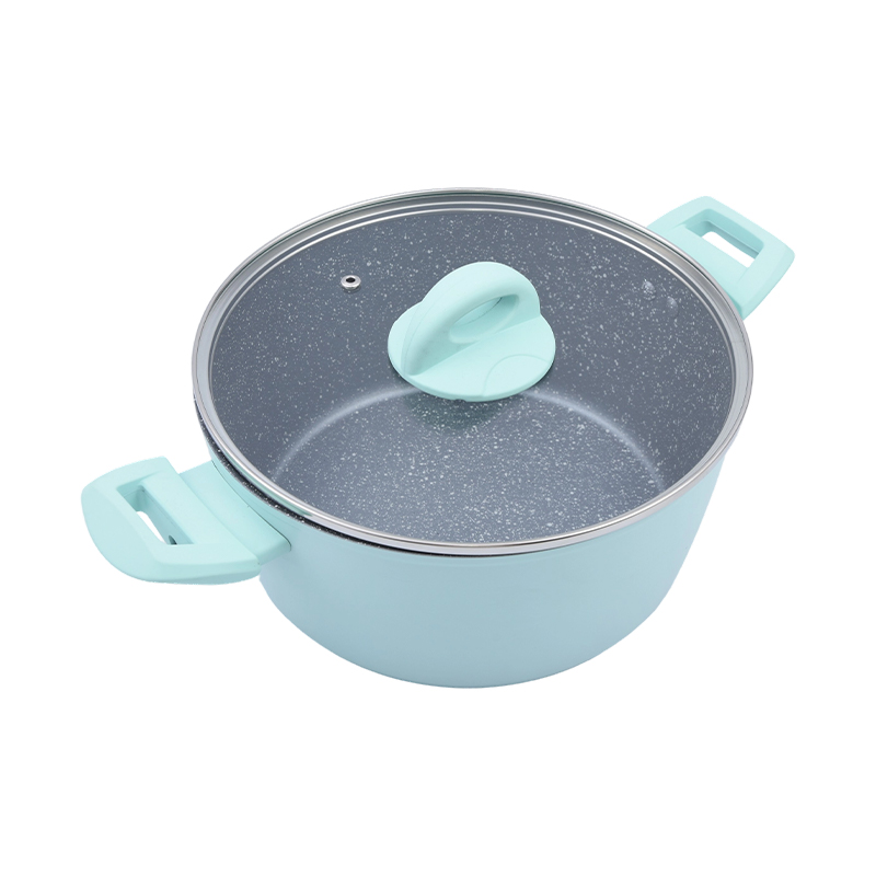 Caserolă din aluminiu forjat cu acoperire ceramică cu marmură de aur negru