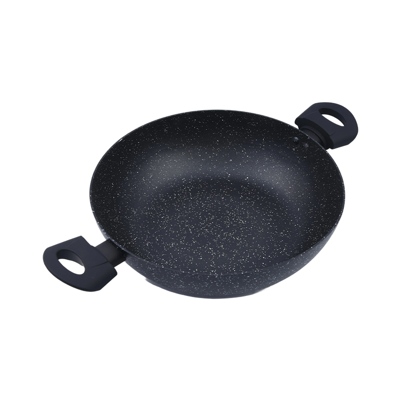 Wok din aluminiu presat cu 2 mânere laterale
