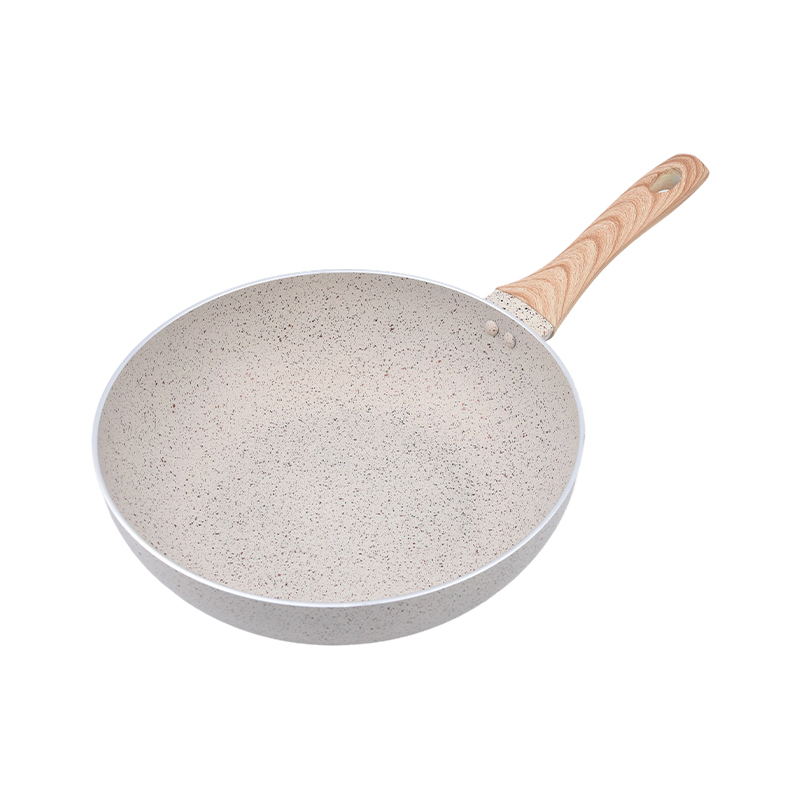 Wok din aluminiu presat marmură cremă